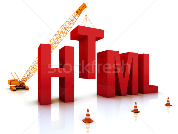 Html codering bouwplaats kraan gebouw Blauw Stockfoto © OutStyle