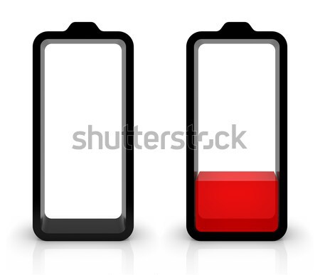 Stockfoto: Batterij · symbolen · geïsoleerd · witte · teken · zwarte