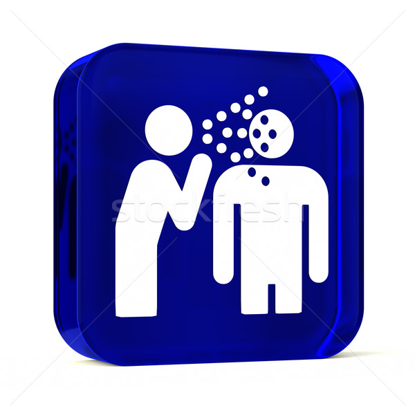 Zaraźliwy choroba szkła przycisk ikona biały Zdjęcia stock © OutStyle