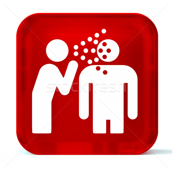 Zaraźliwy choroba szkła przycisk ikona biały Zdjęcia stock © OutStyle