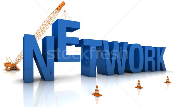 Bâtiment réseau grue bleu texte 3d Photo stock © OutStyle