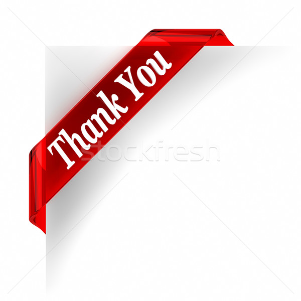 Dziękuję czerwony banner szkła górę biały Zdjęcia stock © OutStyle