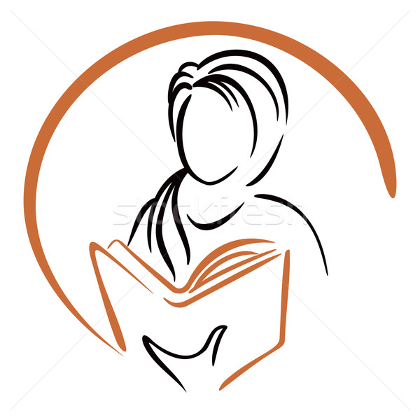 Eğitim ikon simge kadın öğrenme kitap Stok fotoğraf © oxygen64