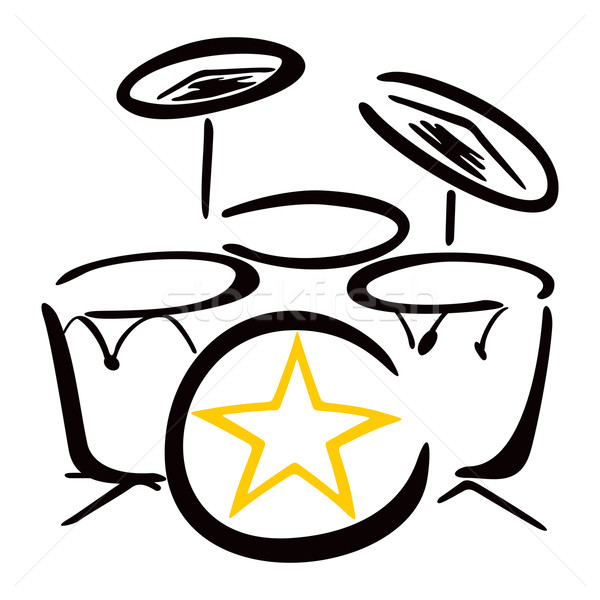 Set Schlagzeuger Trommel Zeichnung weiß Stock foto © oxygen64