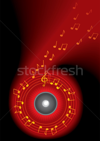 Müzik karanlık müzik notaları uçan etrafında konuşmacı Stok fotoğraf © oxygen64
