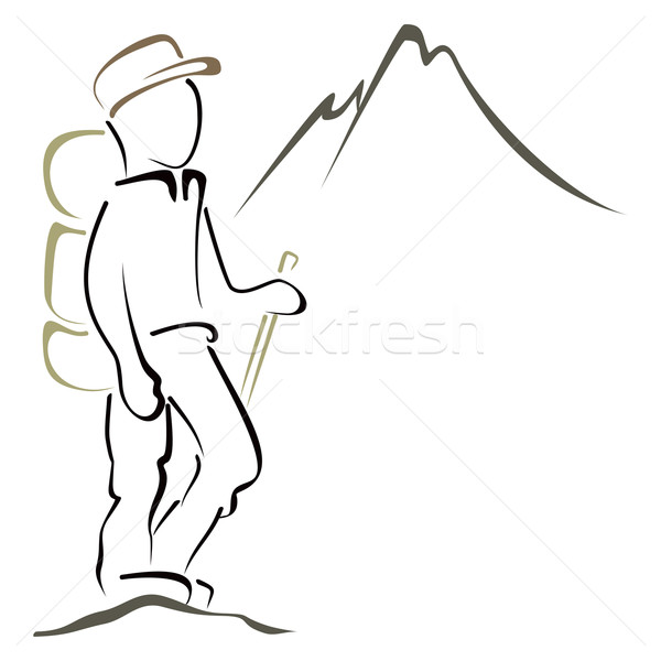 Montañismo símbolo caminante montanas persona vacaciones Foto stock © oxygen64