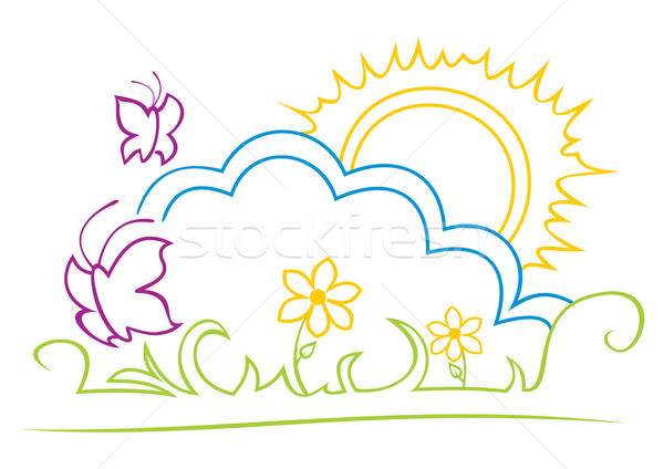Güneşli örnek yaz dizayn kelebekler çiçekler Stok fotoğraf © oxygen64