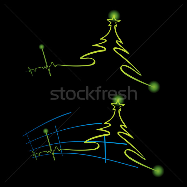 心電圖 聖誕節 抽象 心臟跳動 聖誕樹 商業照片 © oxygen64