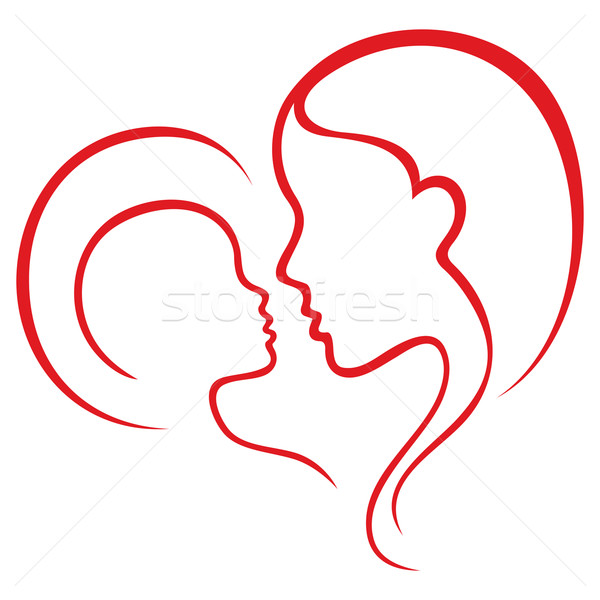 Maternitate dragoste mamă copil schiţă Imagine de stoc © oxygen64