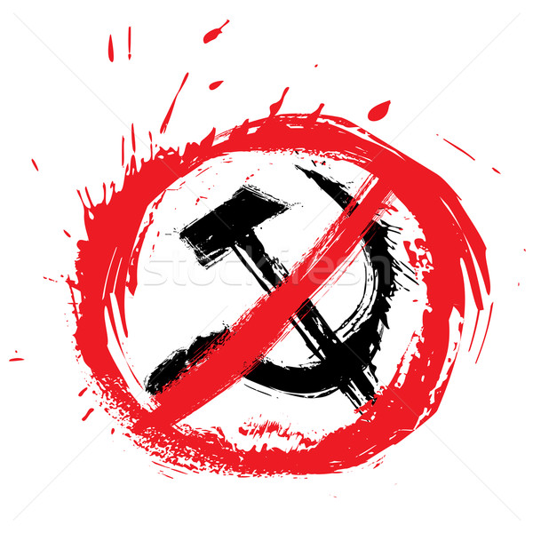 Geen communisme symbool stoppen grunge stijl Stockfoto © oxygen64