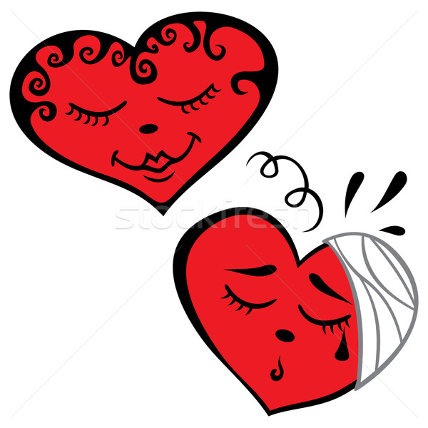 Deux coeurs illustration heureux triste coeur [[stock_photo]] © oxygen64