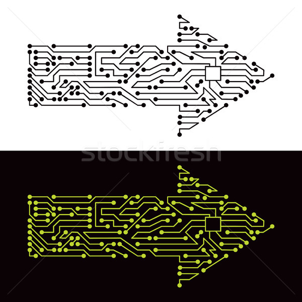 電気 矢印 シンボル 回路基板 孤立した 白 ストックフォト © oxygen64