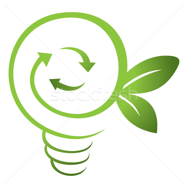Zdjęcia stock: Recyklingu · symbol · wewnątrz · zielone · żarówka