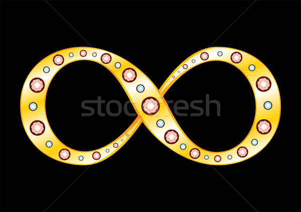 Gold Symbol der Unendlichkeit Diamanten isoliert Illustration Symbol Stock foto © oxygen64