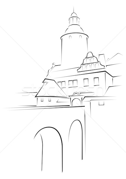 Ortaçağ saray eski kale Polonya kroki Stok fotoğraf © oxygen64