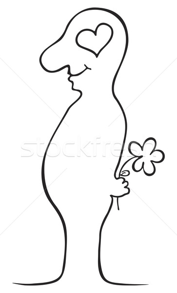 Homme fleur bien-aimée derrière Retour sourire [[stock_photo]] © oxygen64