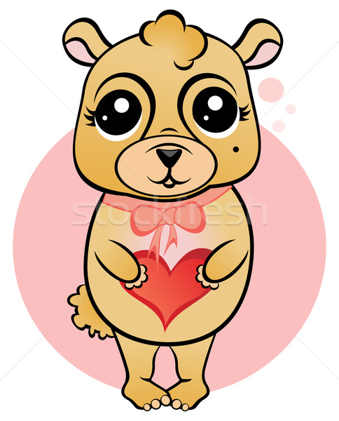 Sevgili maskot sevimli oyuncak ayı kırmızı kalp Stok fotoğraf © oxygen64