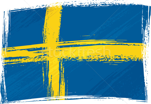Zdjęcia stock: Grunge · Szwecja · banderą · stylu · niebieski