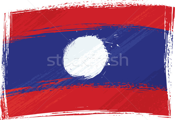 Grunge Laosz zászló stílus graffiti Stock fotó © oxygen64
