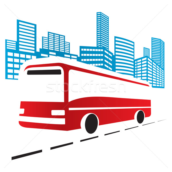 şehir otobüs örnek kırmızı Bina binalar Stok fotoğraf © oxygen64