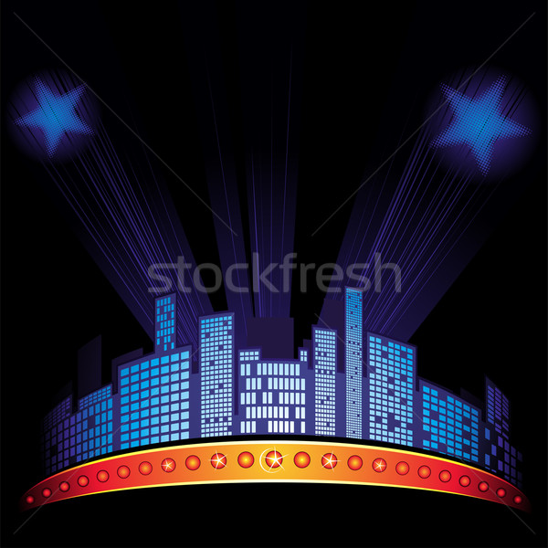Сток-фото: ночь · Cityscape · фары · звезды · ночному · городу · небе