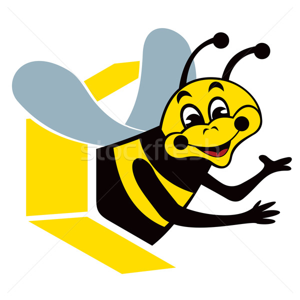 Stock fotó: Mosolyog · méh · boldog · ki · méhkaptár · citromsárga