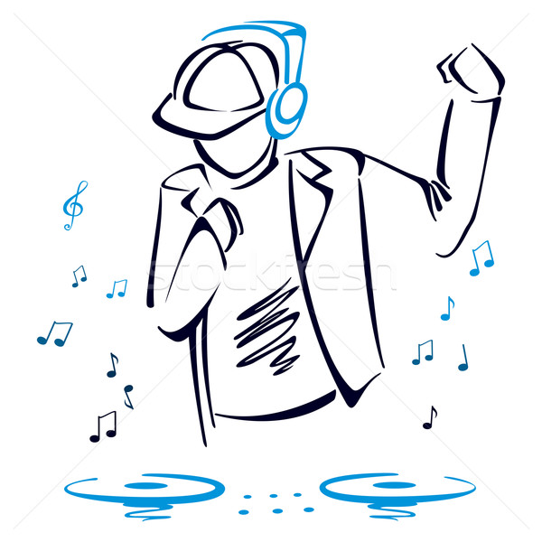 Muzică ilustrare Căşti capac mână petrecere Imagine de stoc © oxygen64