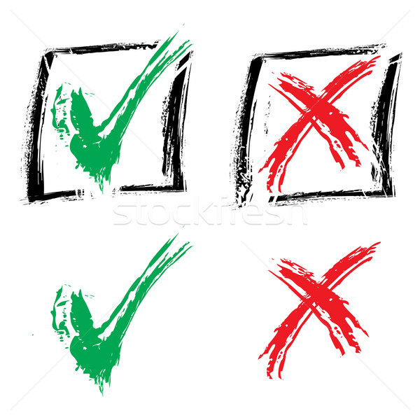Verificare approvato simboli grunge stile verde Foto d'archivio © oxygen64