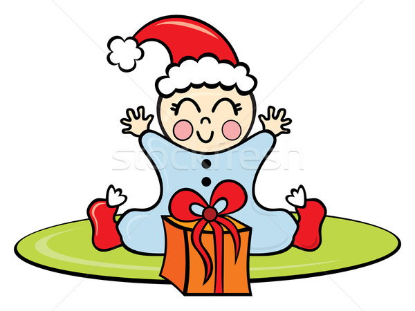 Foto stock: Bebê · natal · tempo · ilustração · feliz · dom