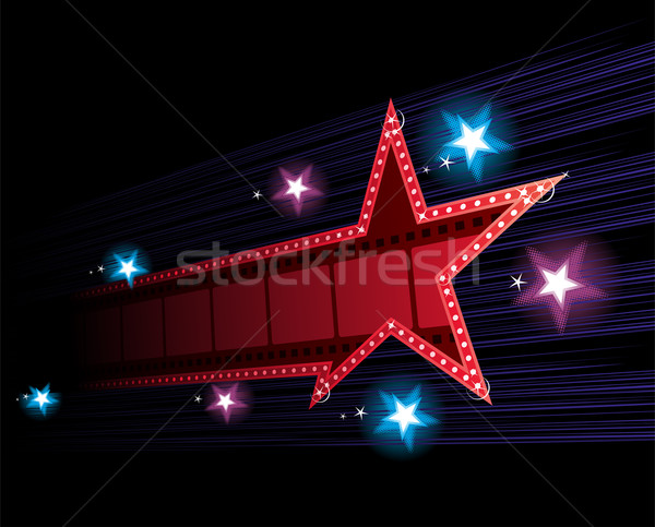 Cartaz estrela forma néon cinema Foto stock © oxygen64