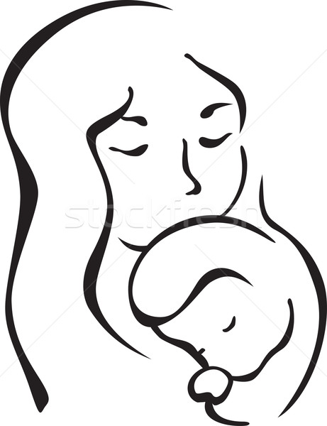 Madre bambino sketch bianco donna baby Foto d'archivio © oxygen64