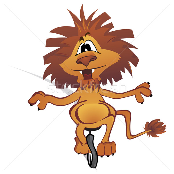 Cirque lion acrobat vélo une roue [[stock_photo]] © oxygen64