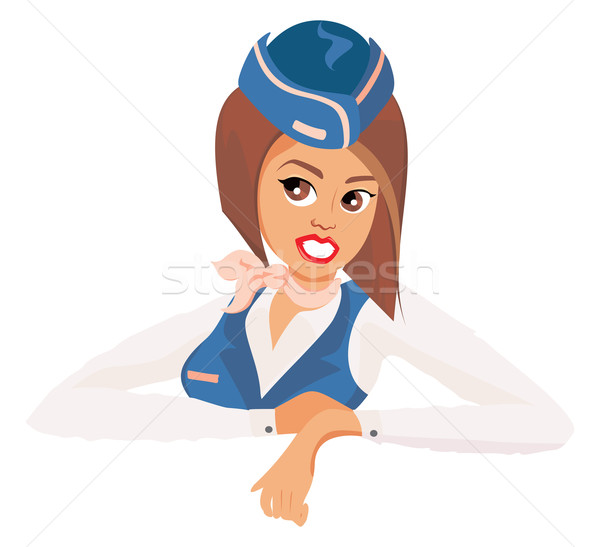 Nő hosztesz rajz levegő utaskíserő egyenruha Stock fotó © oxygen64