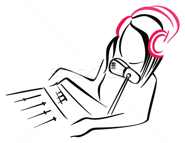Radio simbol microfon Căşti muncă tabel Imagine de stoc © oxygen64