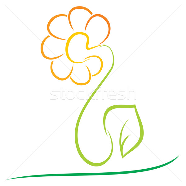 Сток-фото: цветок · иллюстрация · символ · лист · белый · аннотация