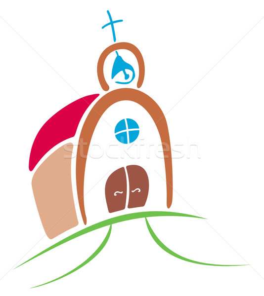 Temple symbole coloré église simple illustration [[stock_photo]] © oxygen64