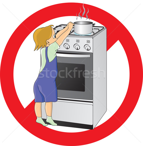 Dziecko niebezpieczeństwo kuchnia dzieci dymu podpisania Zdjęcia stock © oxygen64
