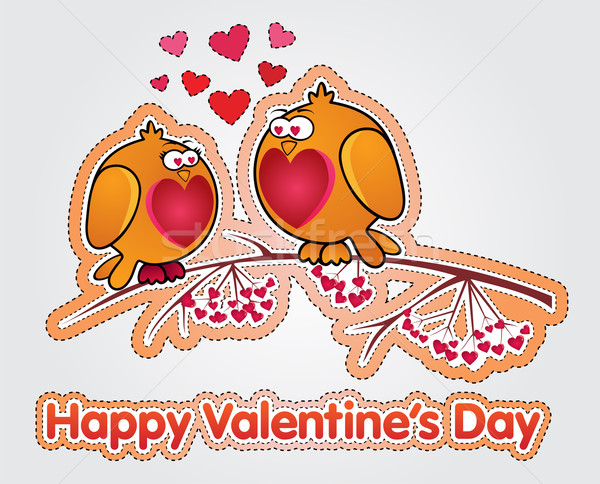 Valentin décoration vignette deux bien-aimée oiseaux [[stock_photo]] © oxygen64