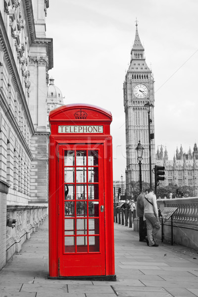 Rot Telefon Nische Big Ben London Straße Stock foto © pab_map