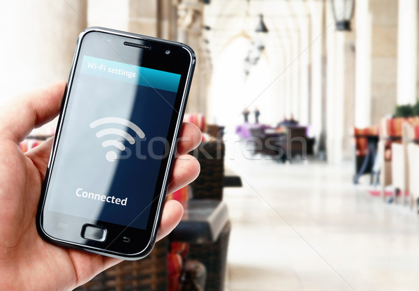 стороны смартфон wi-fi связи кафе Сток-фото © pab_map