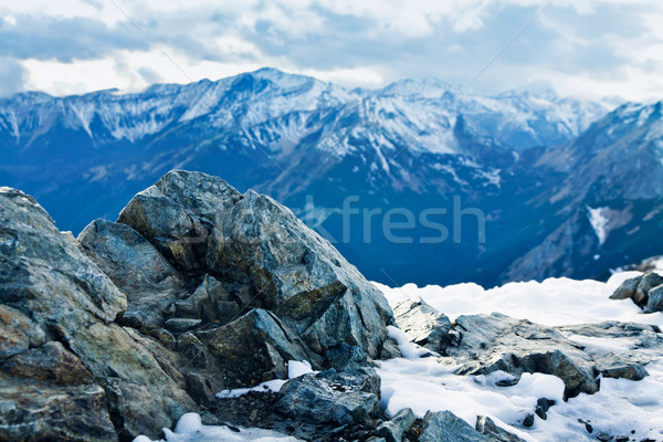 горные зима пейзаж зеленый Солнечный деревья Сток-фото © pab_map