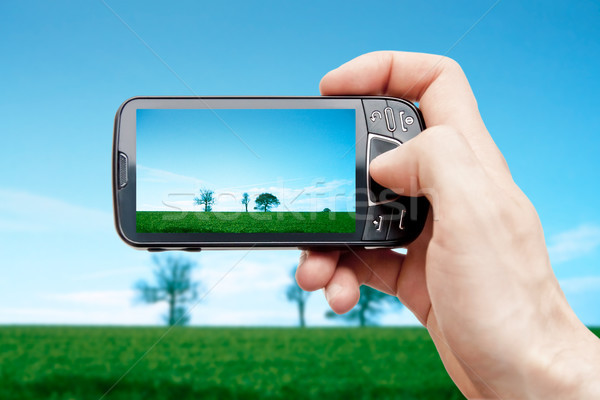 Smartphone Natur Landschaft Foto Stock foto © pab_map