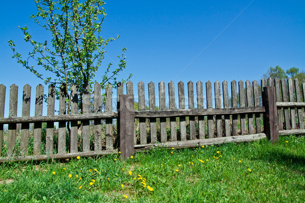 старые забор трава небе древесины Сток-фото © pab_map