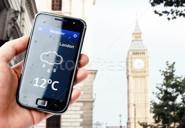 手 スマートフォン 天気 ロンドン 画面 ストックフォト © pab_map