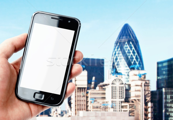 Hand halten Smartphone London Telefon Stock foto © pab_map