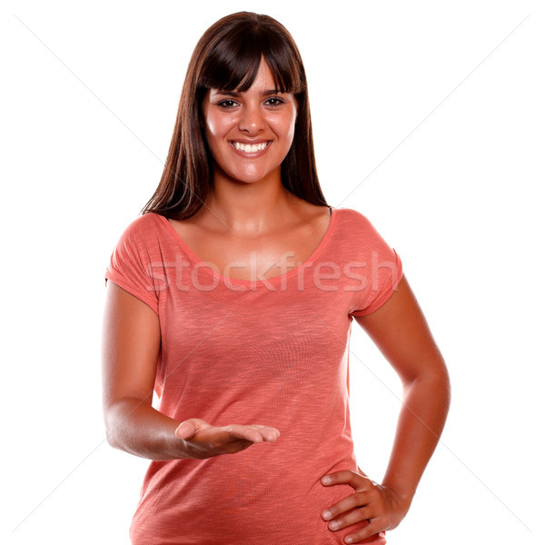 Woman holding out her palm showing you copyspace Stock photo © pablocalvog
