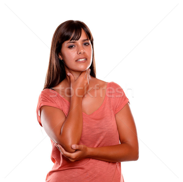 Attractive young woman with terrible throat pain Stock photo © pablocalvog