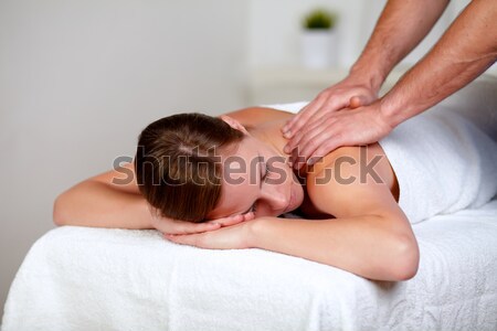 Young fatigue woman lying on a stretcher Stock photo © pablocalvog