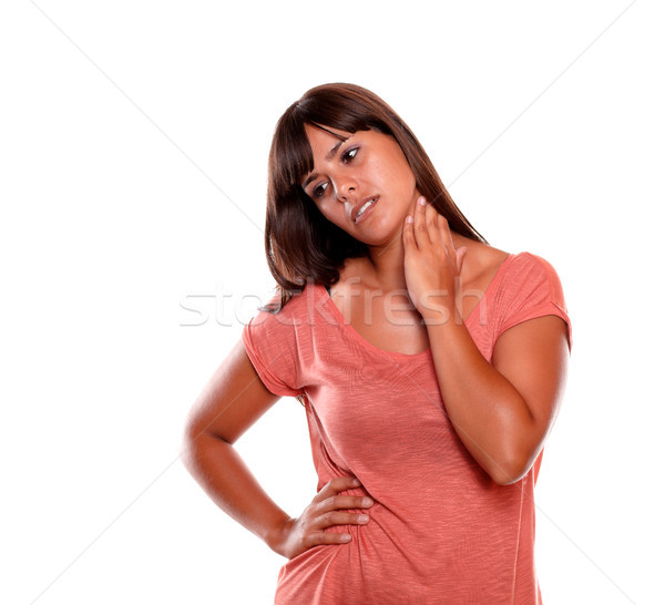 Fatigue young woman with terrible collar pain Stock photo © pablocalvog