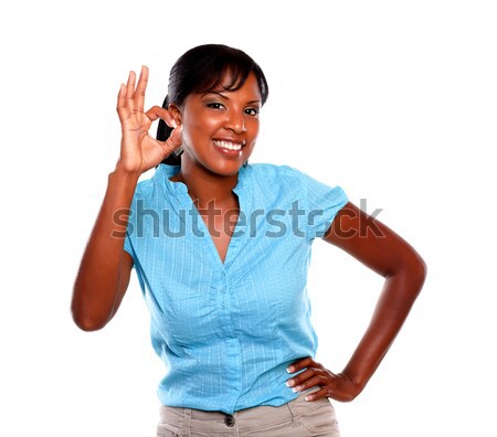 Friendly young female saying great job Stock photo © pablocalvog